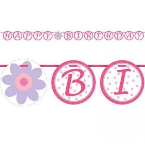 Happy Birthday Pink Circle Paper Banner - The Base Warehouse