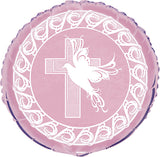 Load image into Gallery viewer, Pink Dove Cross Round Foil Balloon - 45cm - The Base Warehouse