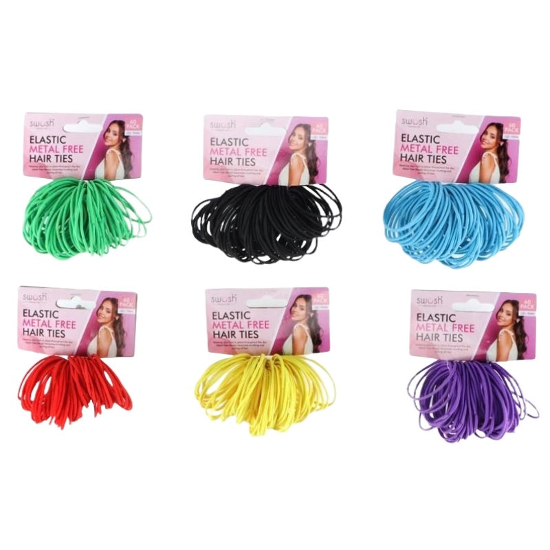 60 Pack Hair Elastic Metal Free Thin Hair Ties
