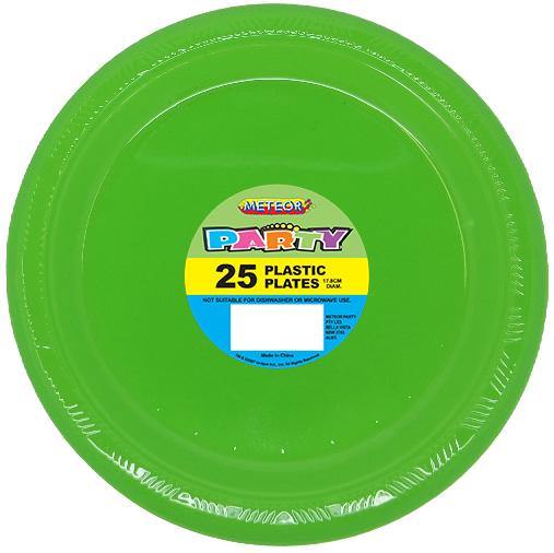 25 Pack Lime Green Plastic Plates - 23cm - The Base Warehouse