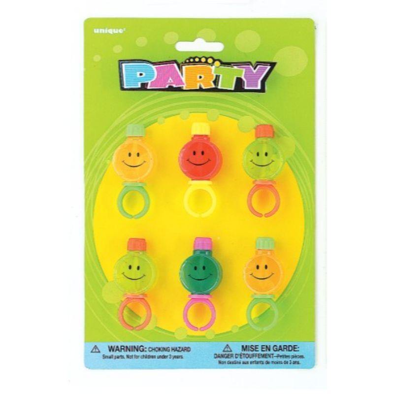 6 Pack Bubble Smile Rings Favor