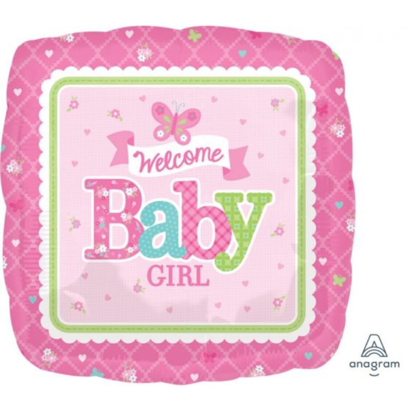 Welcome Baby Girl Butterfly Foil Balloon - 45cm