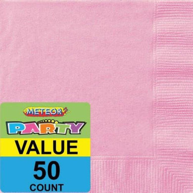 50 Pack Lovely Pink Lunch Napkins - 33cm - The Base Warehouse
