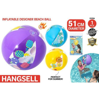 Inflatable Summer Design Beach Ball - 51cm - The Base Warehouse