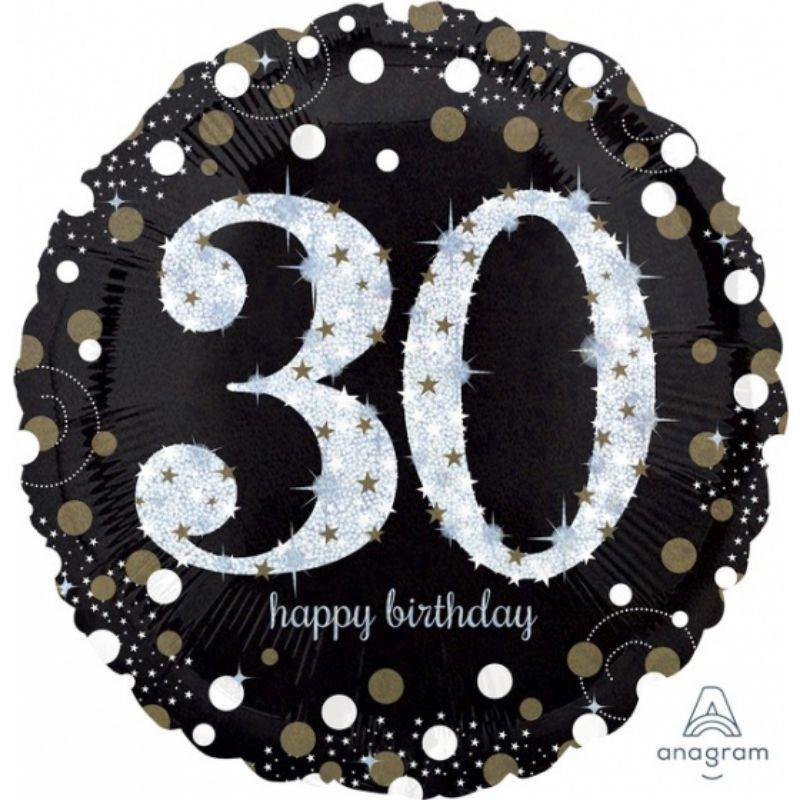 Jumbo Shape Holographic Sparkling 30th Birthday Foil Balloon - 71cm - The Base Warehouse