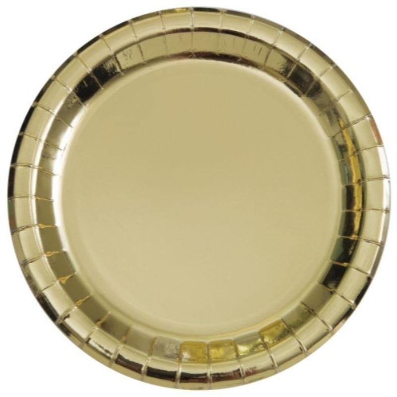 8 Pack Gold Foil Paper Plates - 23cm