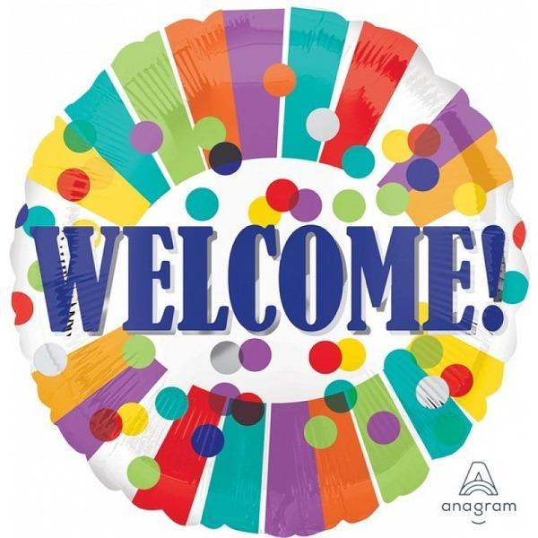 Welcome Dots & Stripes Foil Balloon - The Base Warehouse