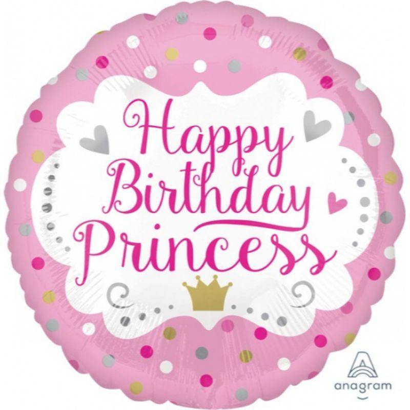 HBD Princess Foil Balloon - 45cm - The Base Warehouse