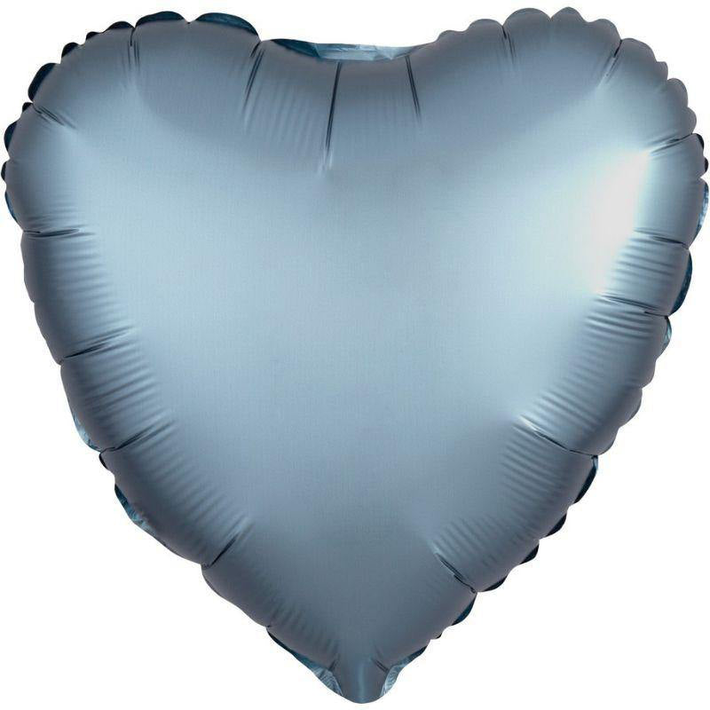 Satin Luxe Steel Blue Heart Foil Balloon - 45cm
