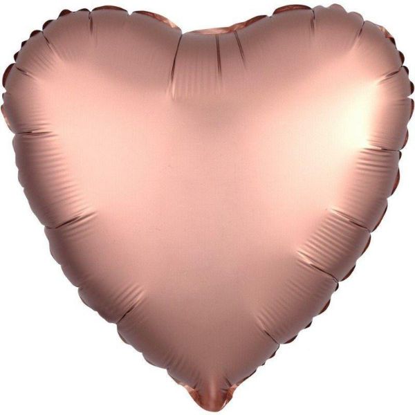 Satin Luxe Rose Copper Heart Foil Balloon - 45cm