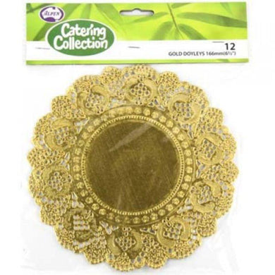 12 Pack Gold Doilies - 16.5cm - The Base Warehouse