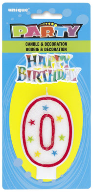 Red Numeral 0 Candle with Happy Birthday Cake Decoration - The Base Warehouse