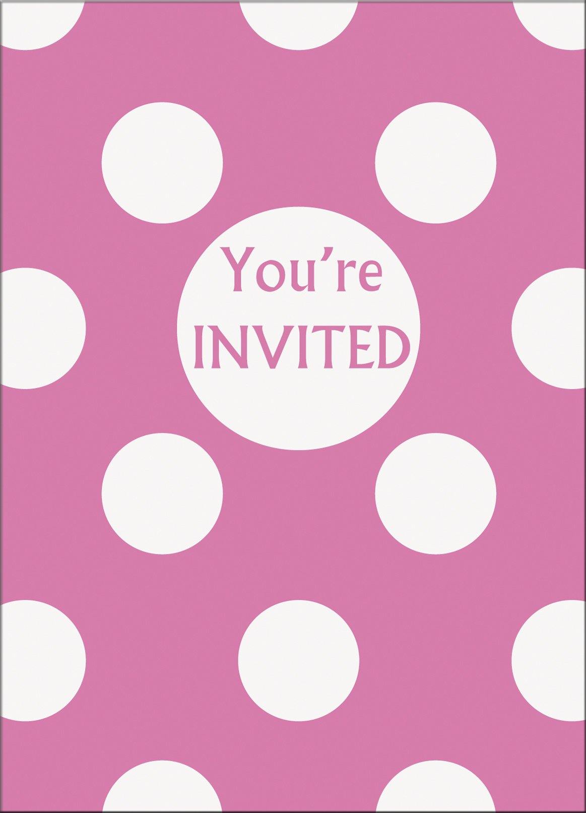 8 Pack Hot Pink Dots Youre Invited Invitations