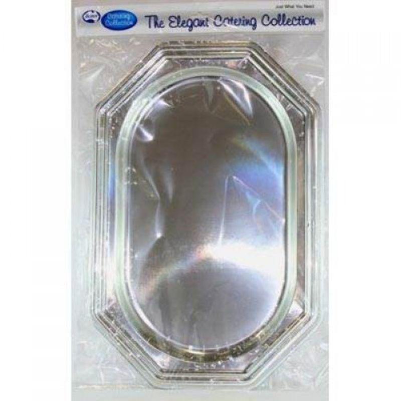 2 Pack Silver Octagonal Platter - 45.5cm x 30.5cm