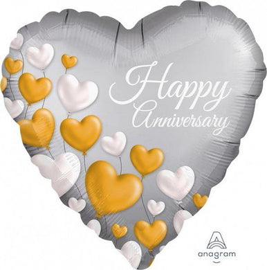 Happy Anniversary Heart Shape Foil Balloon - The Base Warehouse