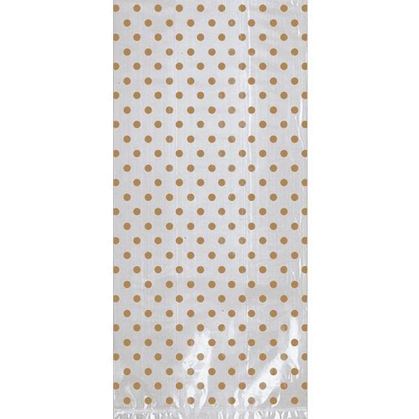 12 Pack Gold Polka Dot Treat Bags - The Base Warehouse