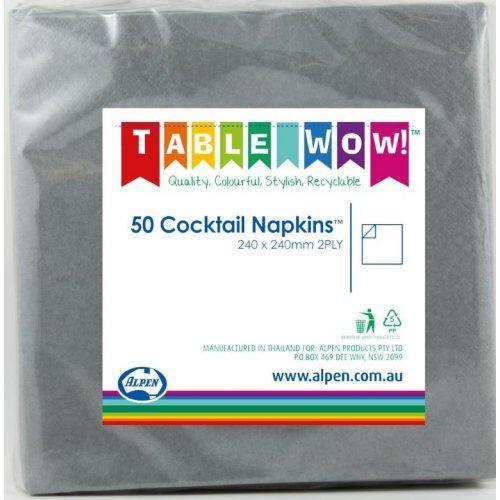 50 Pack Silver Cocktail Napkin - 24cm
