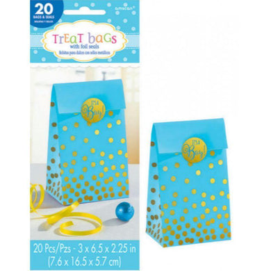 Blue Paper Treat Bags & Its A Boy Stickers - The Base Warehouse