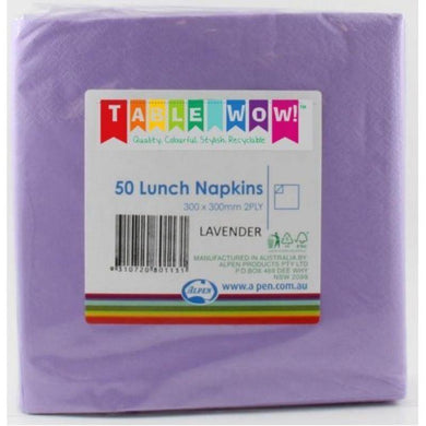 50 Pack Lavender Lunch Napkins - 30cm - The Base Warehouse