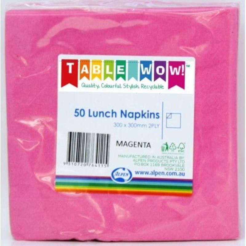 50 Pack Magenta Lunch Napkins - 30cm x 30cm