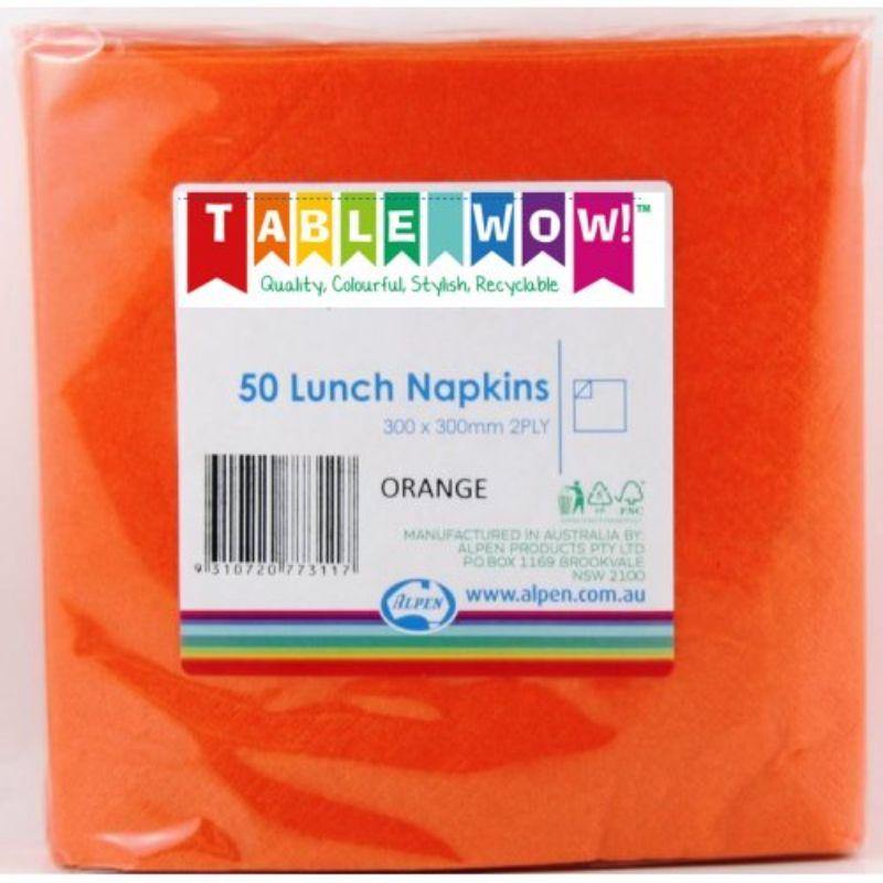 50 Pack Orange Lunch Napkins - 33cm x 33cm