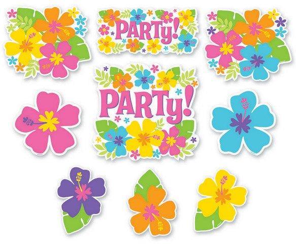 12 Pack Hibiscus Printed Paper Cutout Value Pack - The Base Warehouse