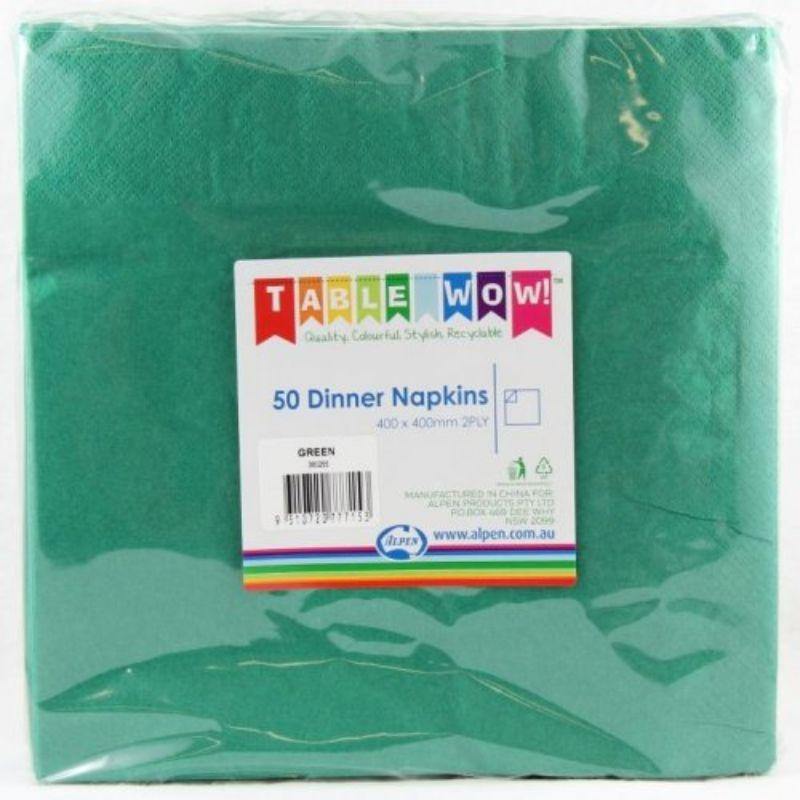 50 Pack Green Dinner Napkins - 40cm