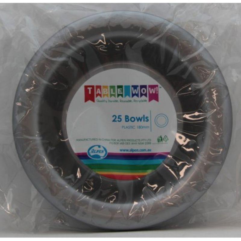 20 Pack Silver Reusable Bowls - 18cm