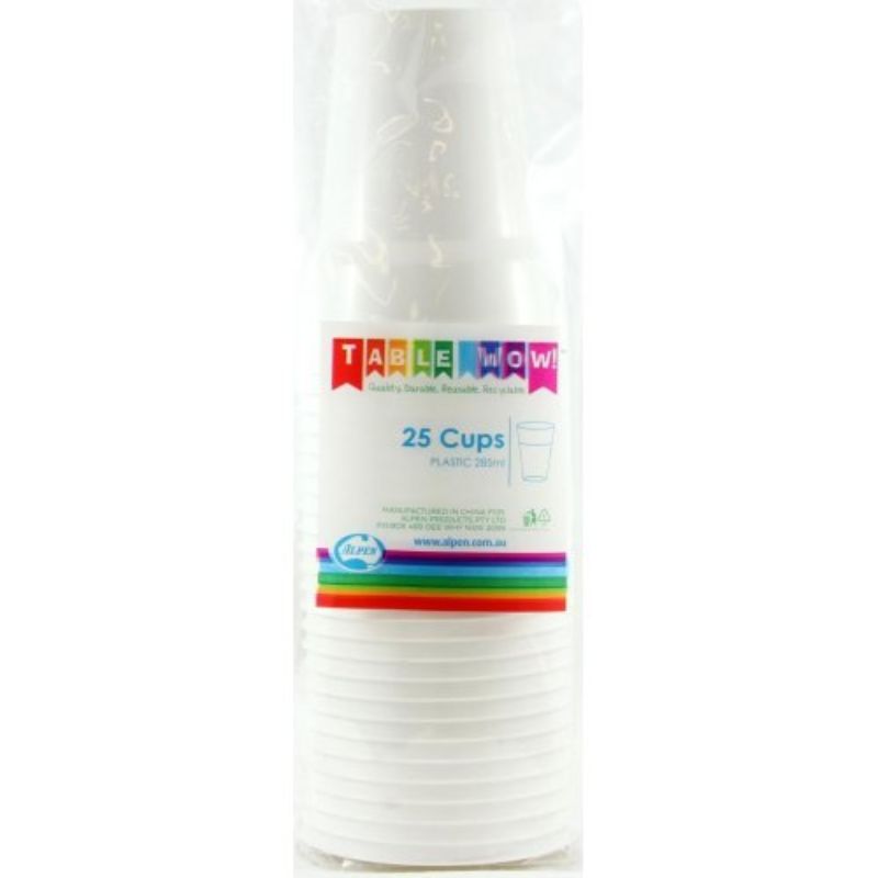 20 Pack White Reusable Cups - 285ml