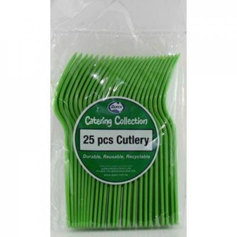 20 Pack Lime Reusable Forks - 18cm
