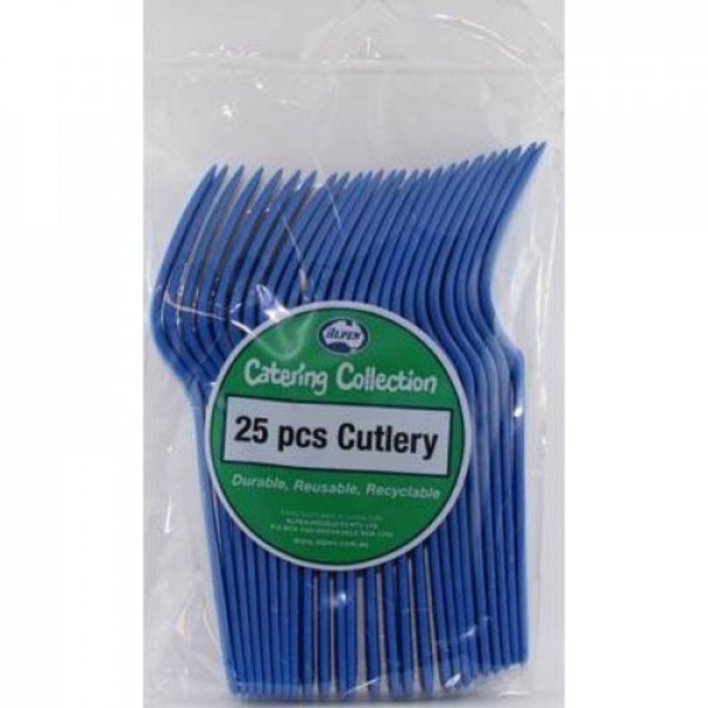 20 Pack Royal Blue Reusable Forks - 18cm