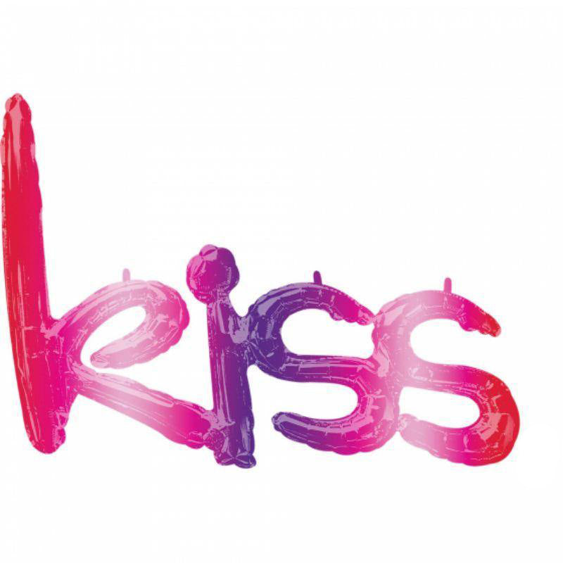 Ombre Kiss Phrase Script Foil Balloon - 68cm x 50cm