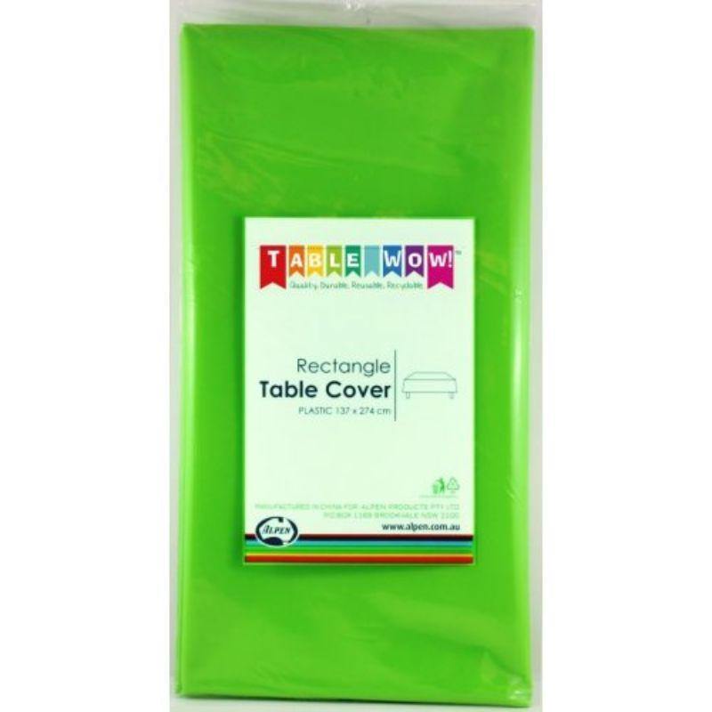 Lime Green Plastic Rectangle Tablecover - 137cm x 274cm - The Base Warehouse