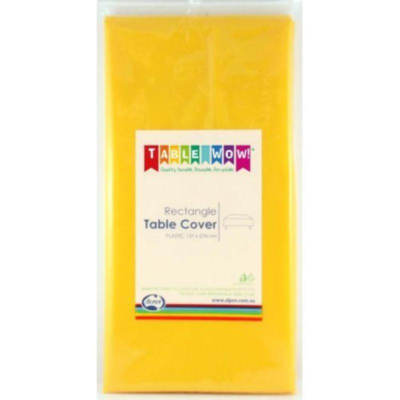 Yellow Plastic Rectangle Tablecover - 137cm x 274cm - The Base Warehouse