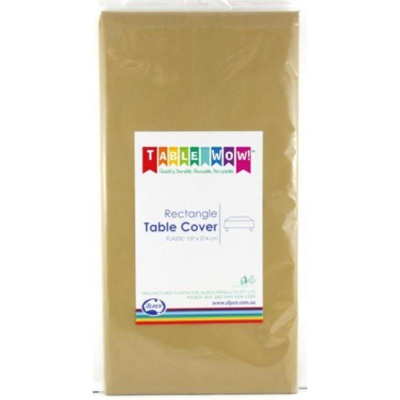 Gold Plastic Rectangle Tablecover - 137cm x 274cm - The Base Warehouse
