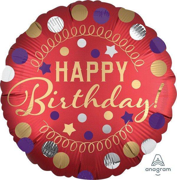 Red Satin Party Round Foil Balloon - 45cm - The Base Warehouse