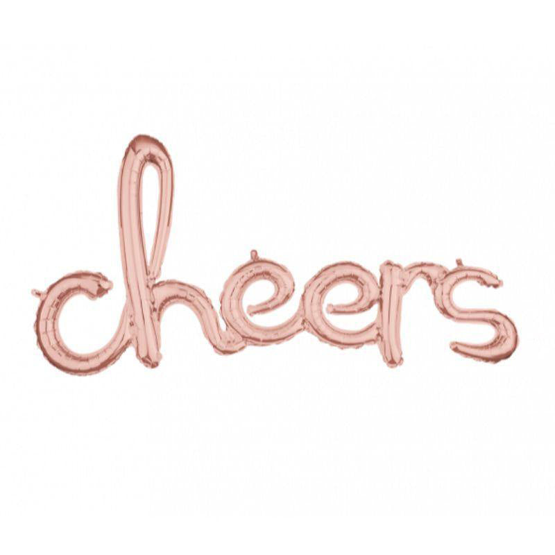 Rose Gold Cheers Phrase Foil Balloon - 101cm x 53cm