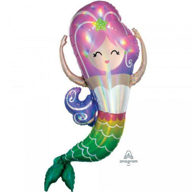 Holographic Iridescent Mermaid Foil Balloon - 81cm x 104cm - The Base Warehouse