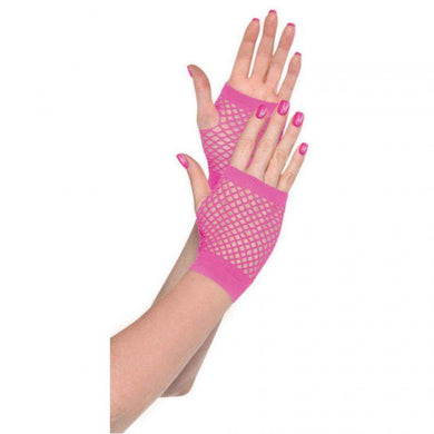 Pink Short Fishnet Gloves - The Base Warehouse