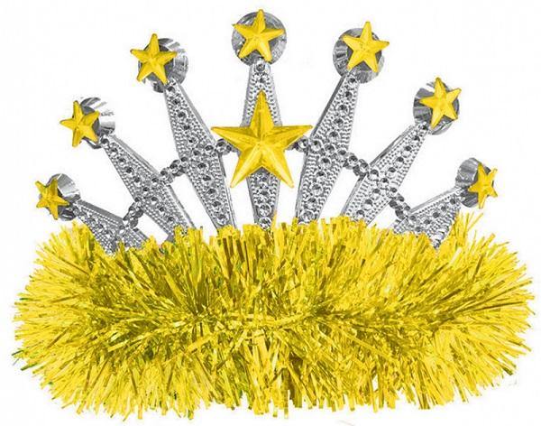 Yellow Gold Tinsel Tiara - The Base Warehouse