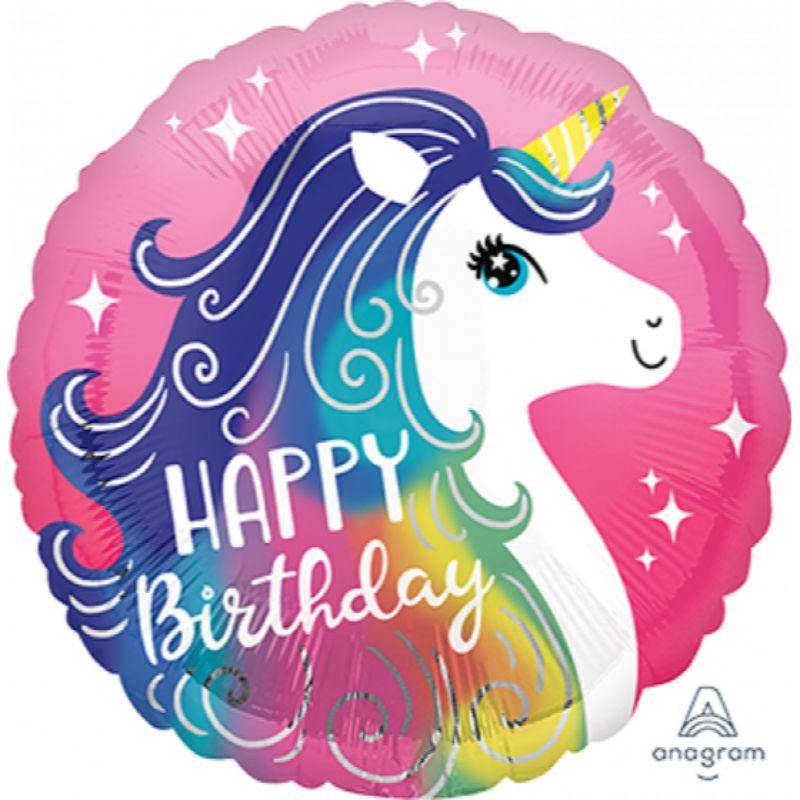 Pink Unicorn HBD Foil Balloon - 45cm - The Base Warehouse