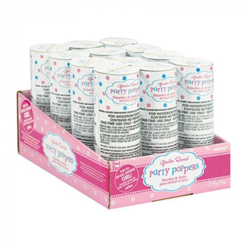 Girl or Boy? Confetti Poppers Girl Spring Loaded - 10.7cm x 3.8cm - The Base Warehouse