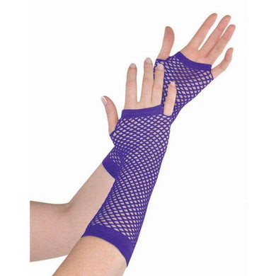Purple Long Fishnet Gloves - The Base Warehouse