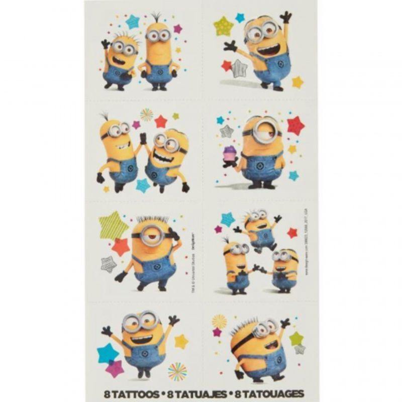 8 Pack Despicable Me 3 Tattoo Favors - 5cm x 4cm - The Base Warehouse