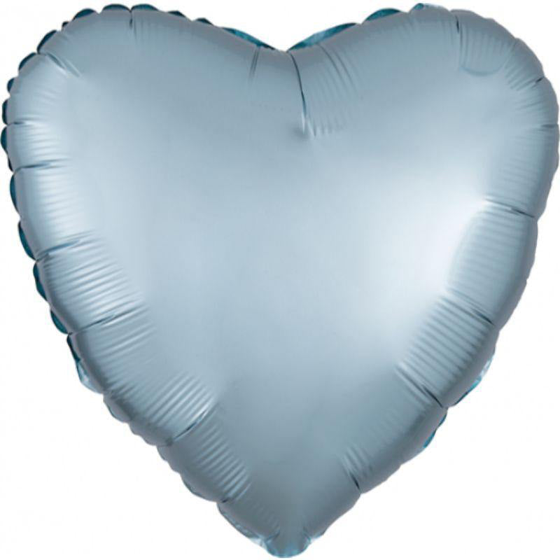 Satin Luxe Pastel Blue Heart Foil Balloon - 45cm