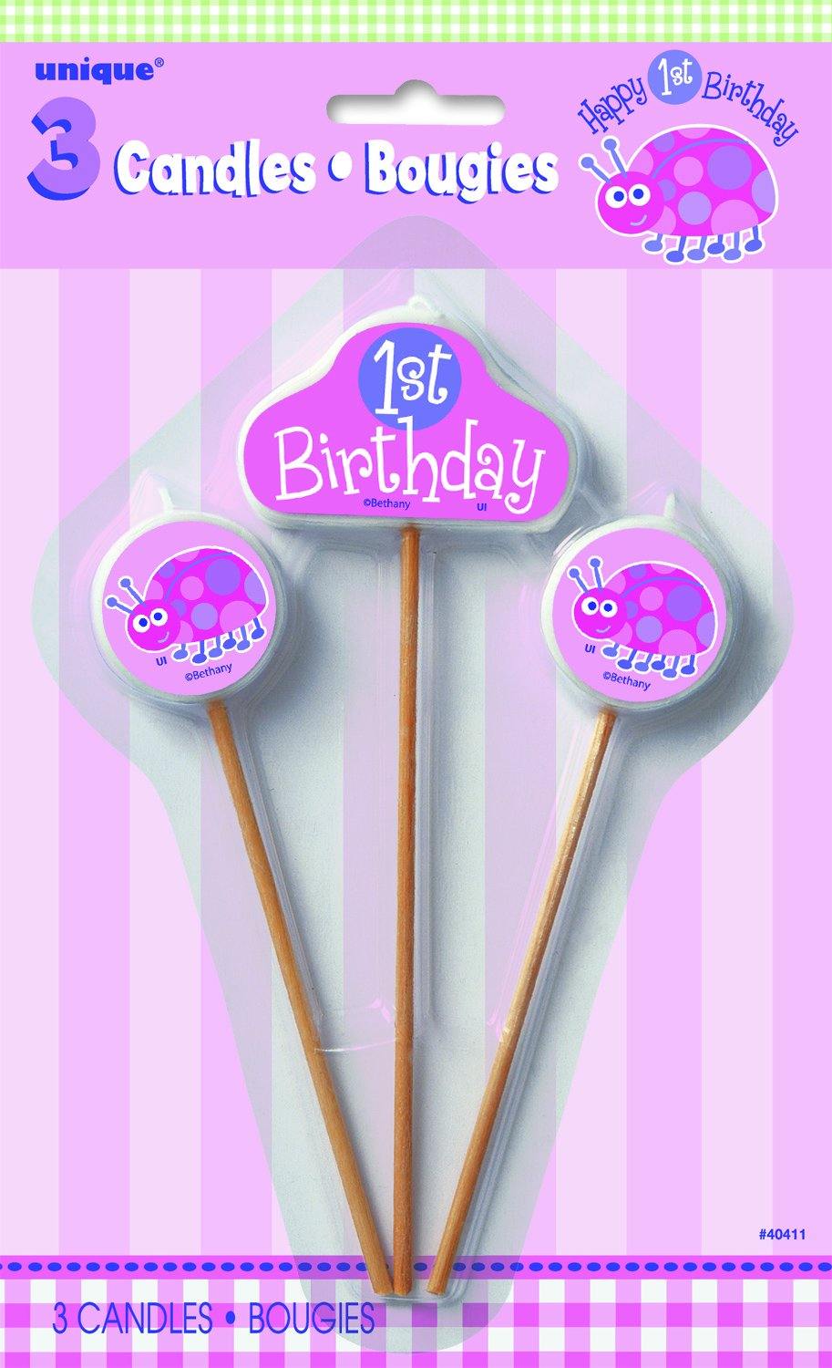 3 Piece 1st Birthday Ladybug Candle Set - The Base Warehouse