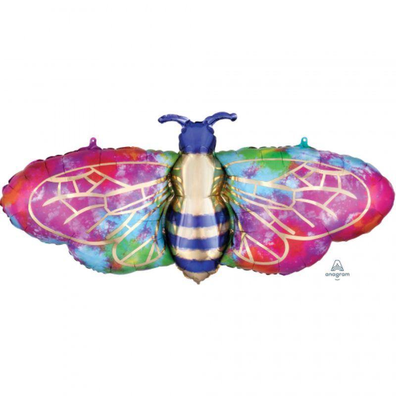 Tie-Dye Bee Foil Balloon - 99cm x 45cm - The Base Warehouse