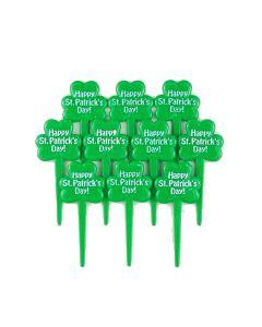 St Patricks Day Green Shamrock Plastic Picks