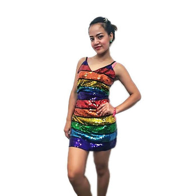Rainbow Glitter Design Dress - The Base Warehouse