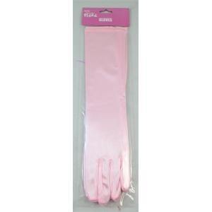 Pink Satin Gloves - 38cm